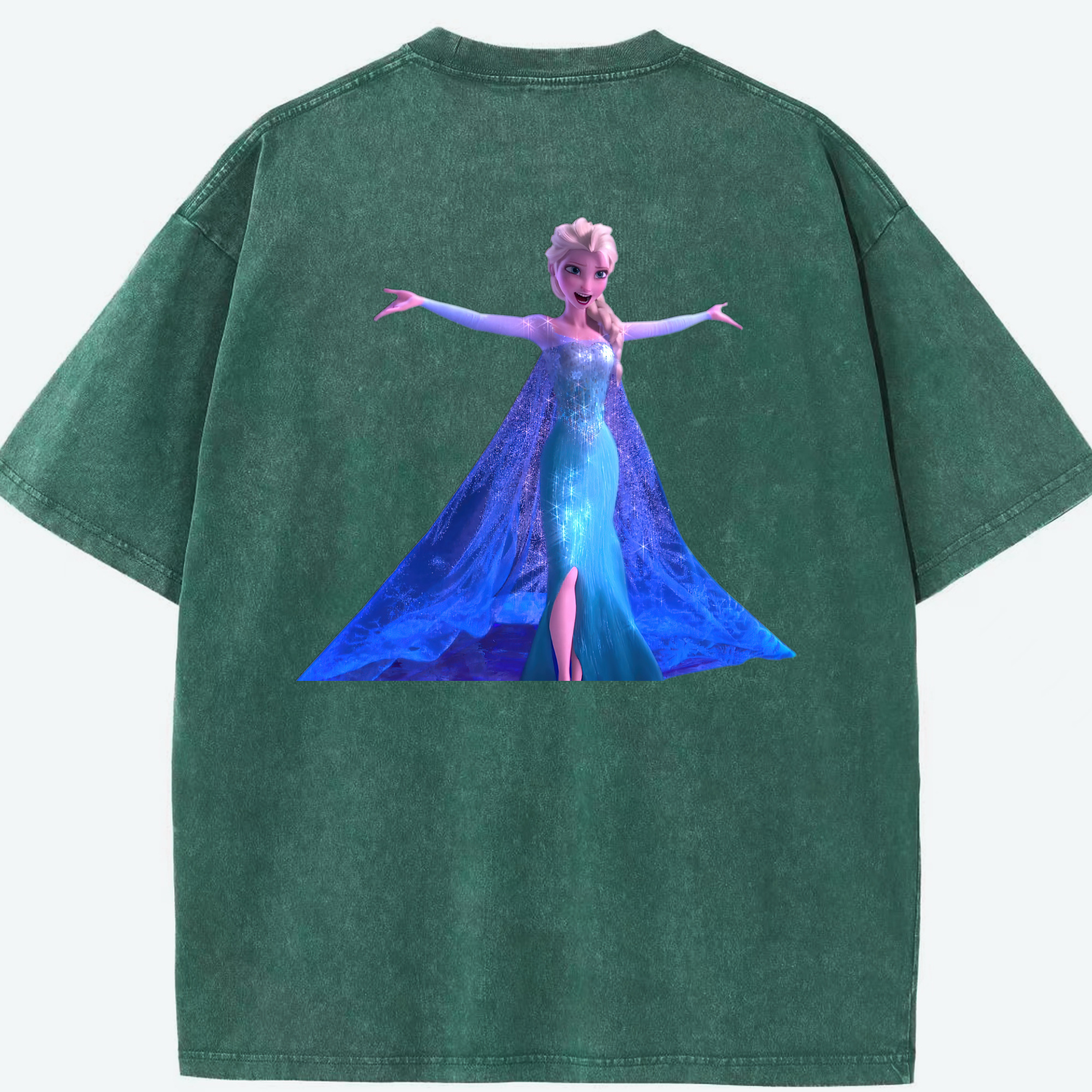 （画像用） アナと雪の女王 アンナ エルサ Frozen Anna Elsa 綿100% ヴィンテージ風 半袖Tシャツ（背面プリント）